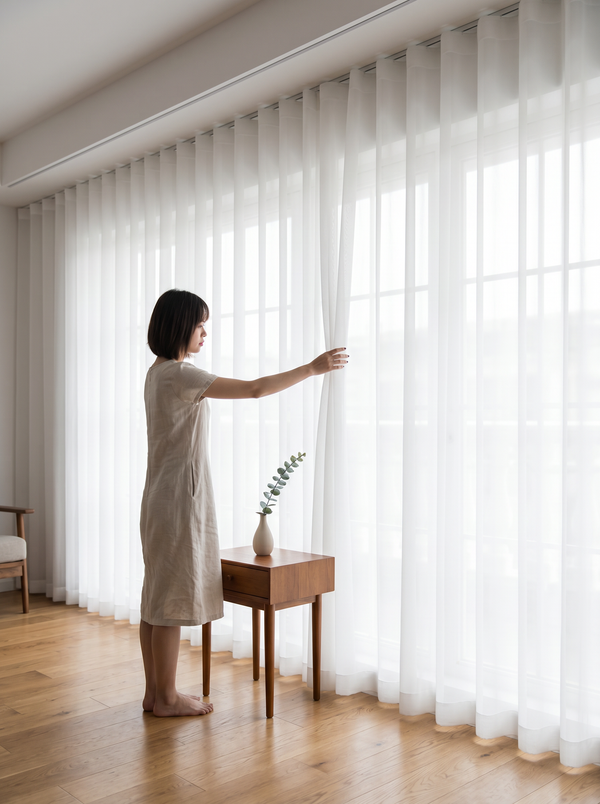 EASYLY Snow White Sheer Curtains – Custom Wavy & Pleated Styles